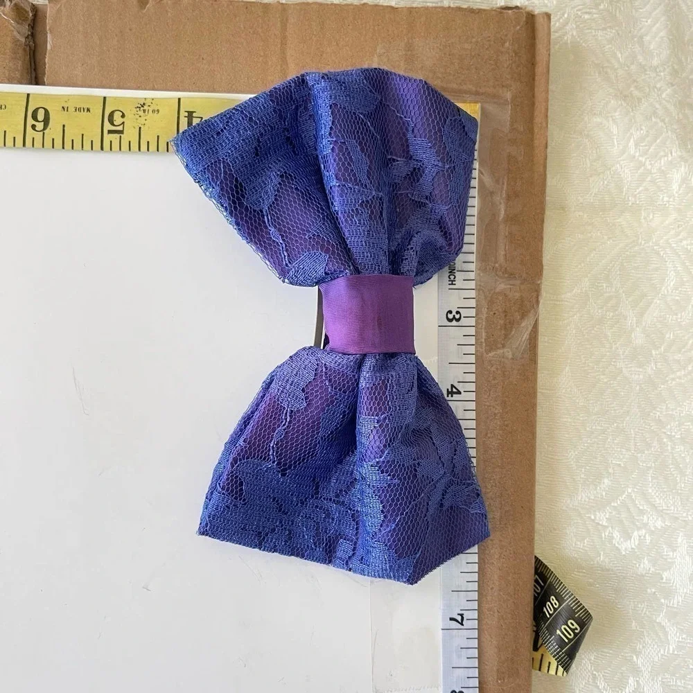 Vintage 1990’s Set of 4 Oversized Hair Bow Barrettes Clips Ruffled Puffy Y2K